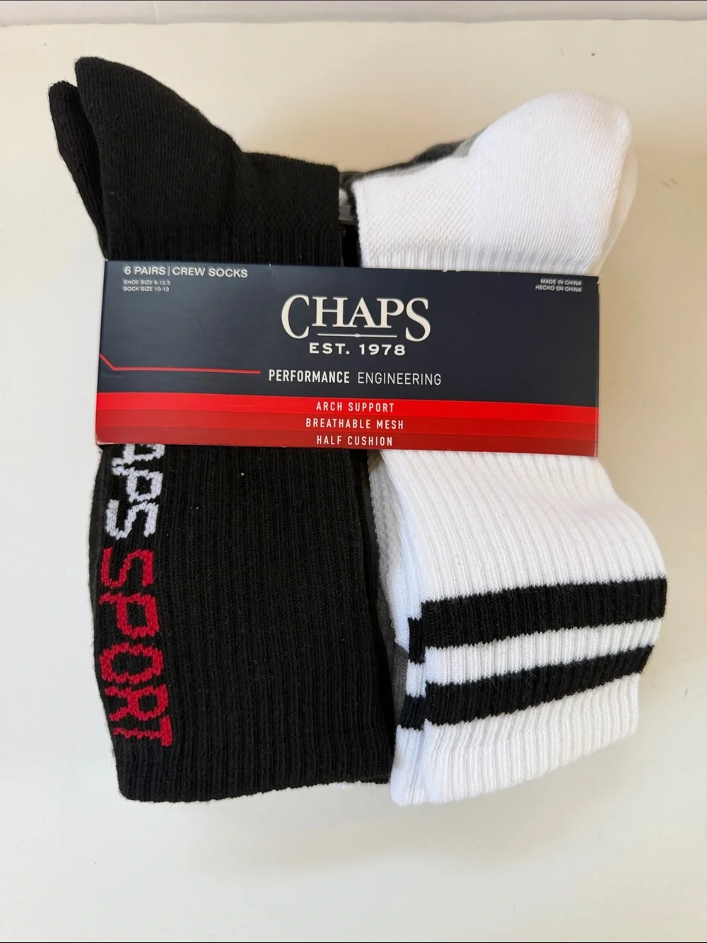 New Men’s Chaps 6 Pairs Crew Socks